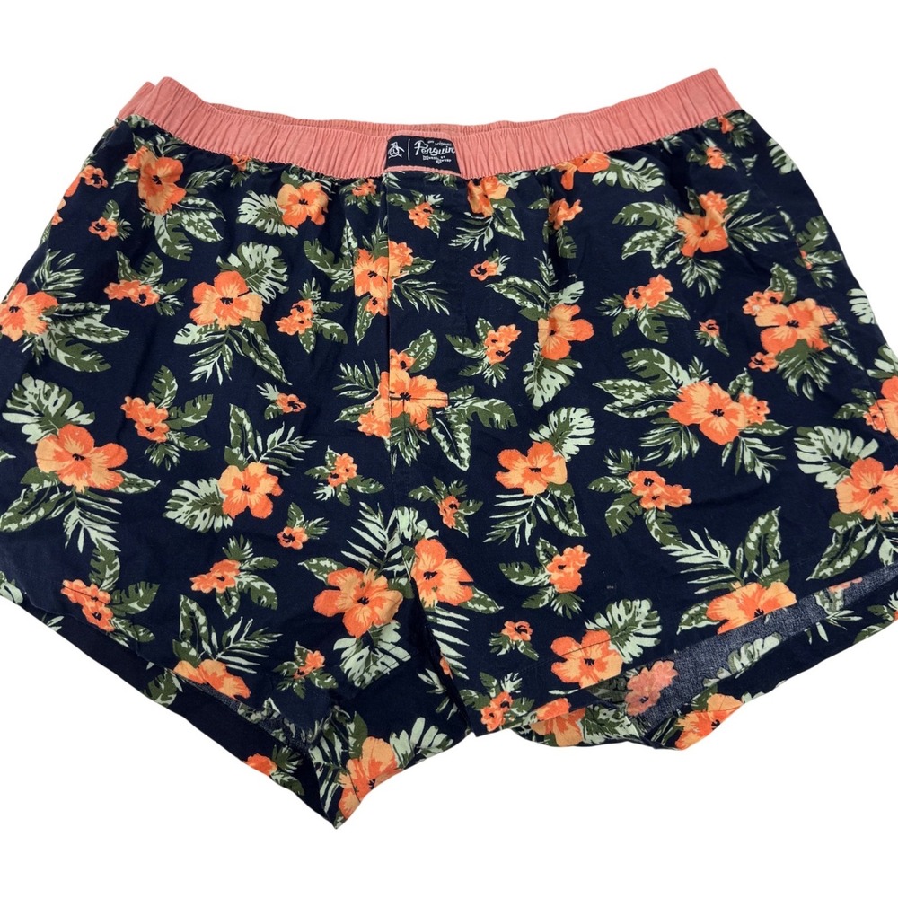 Original Penguin Mens XLarge Floral Print‎ Boxer Shorts Navy Orange Cotton